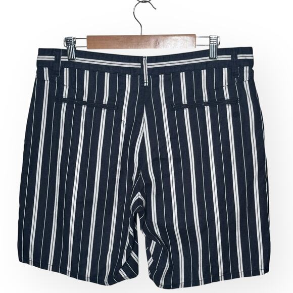 RAG & BONE Perry Linen Blend Shorts Striped Navy Blue Coastal Beach Cruise Lake - Picture 9 of 16